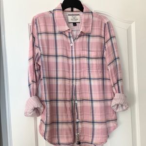 Flag & Anthem pink plaid shirt